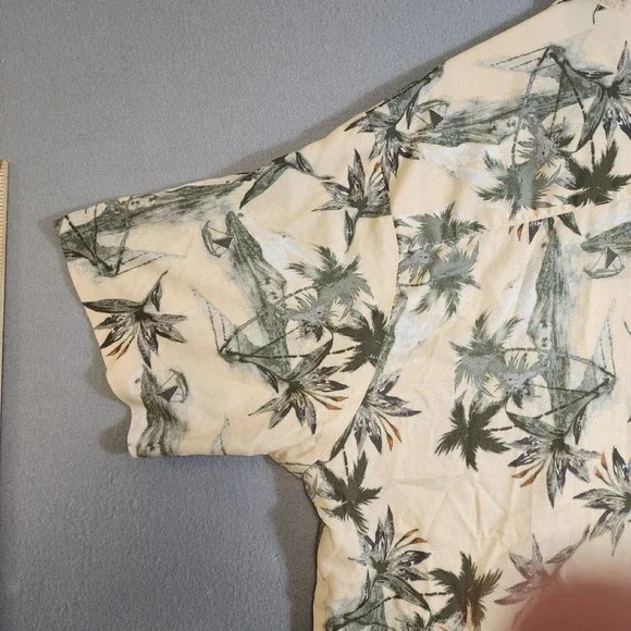 Natural Issue Mens Shirt Beige Floral Hawaiin XL Short Sleeve Button Up - Picture 14 of 16